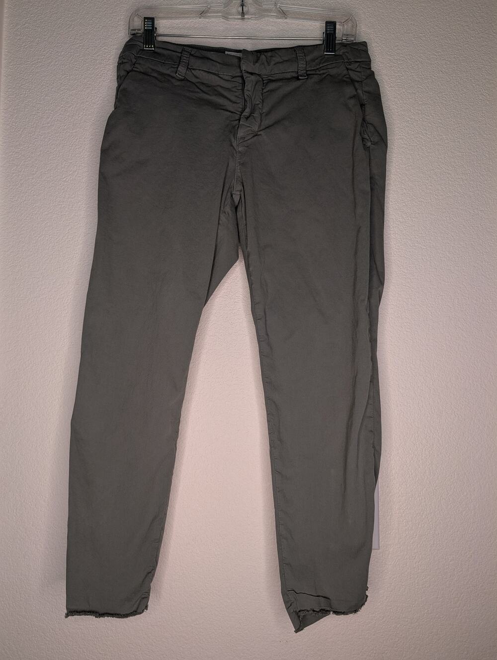 Frank & Eileen Women's Green Wicklow Raw Hem Italian Chino Pants 6 Chic Travel